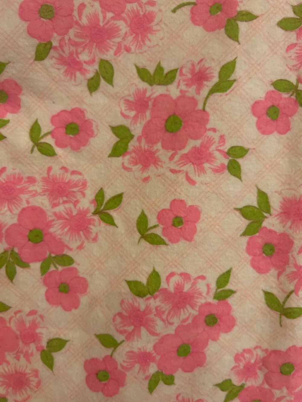 Vintage Flannel Pink and Yellow Fabric 44 x 72 inches